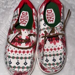 Hey Dude Holiday Patterned Shoes - Red, Green, White